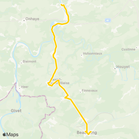 TEC Namur-Luxembourg Dinant - Beauraing map