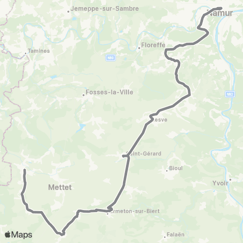 TEC Namur-Luxembourg Namur - Biesme map