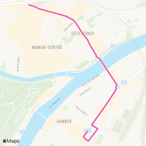 TEC Namur-Luxembourg Namur (Gare) - Jambes (Pl. de la Wallonie) map