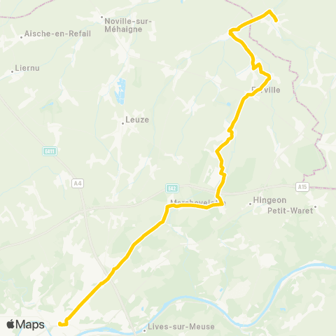 TEC Namur-Luxembourg Namur - Meeffe map