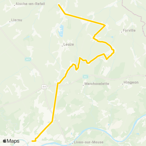 TEC Namur-Luxembourg Namur - Eghezée map