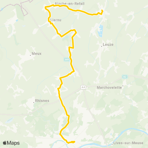 TEC Namur-Luxembourg Namur - Aische - Eghezée map
