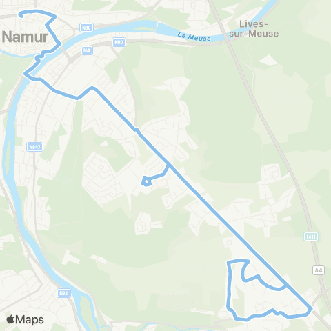 TEC Namur-Luxembourg Namur - Naninne map