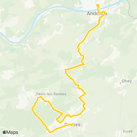 TEC Namur-Luxembourg Proxibus de Gesves map