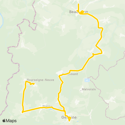 TEC Namur-Luxembourg Beauraing - Gedinne - Bourseigne-Vieille map