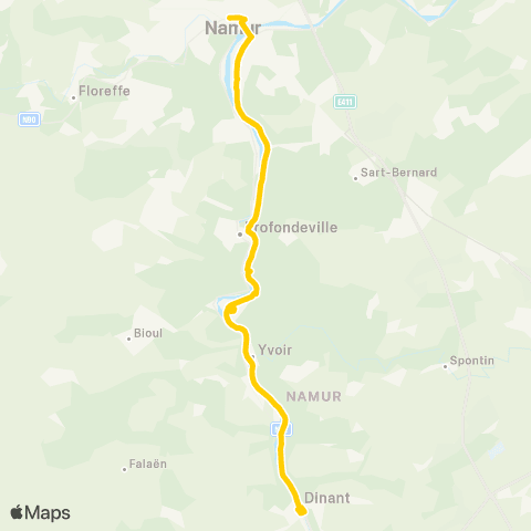 TEC Namur-Luxembourg Namur - Mont / Dinant map