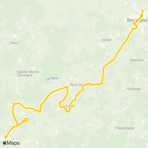 TEC Namur-Luxembourg Bastogne - Neufchâteau map