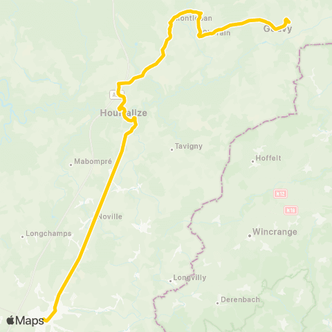TEC Namur-Luxembourg Bastogne - Houffalize - Gouvy map