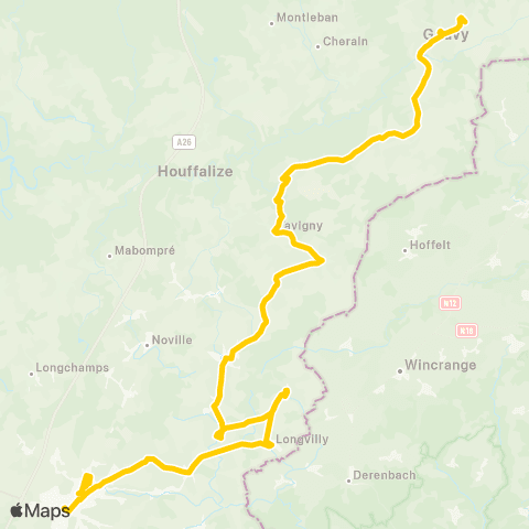 TEC Namur-Luxembourg Gouvy - Tavigny - Bastogne map