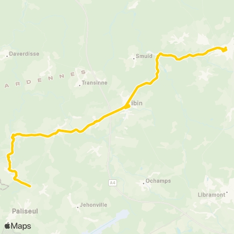 TEC Namur-Luxembourg Maissin - Libin - Saint-Hubert map