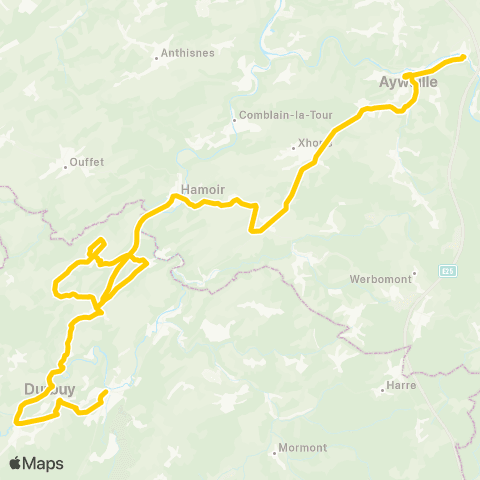 TEC Namur-Luxembourg Aywaille - Hamoir - Durbuy - Barvaux - Bomal map