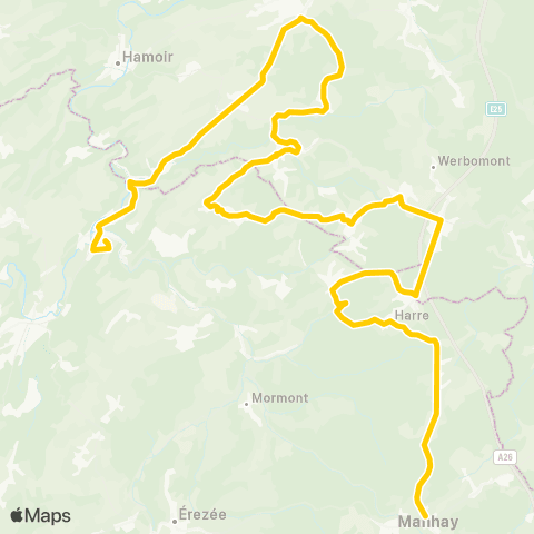 TEC Namur-Luxembourg Manhay - St-Roch - Bomal - Barvaux map