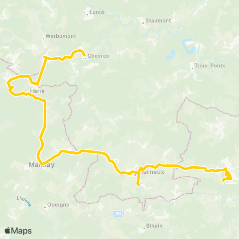 TEC Namur-Luxembourg Chevron - Vielsalm map