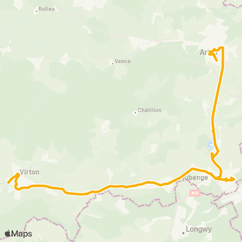 TEC Namur-Luxembourg Virton - Athus - Arlon map