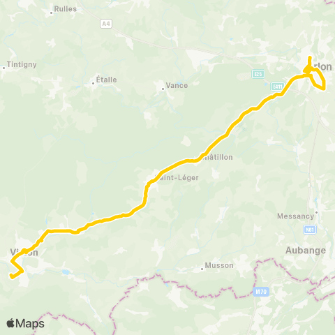 TEC Namur-Luxembourg Virton - Arlon map