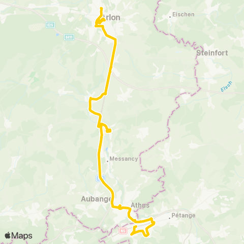 TEC Namur-Luxembourg Rodange - Arlon map