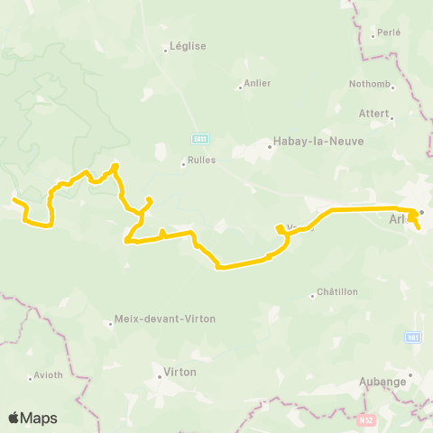 TEC Namur-Luxembourg Izel - Arlon map