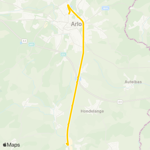 TEC Namur-Luxembourg Arlon - Differt map