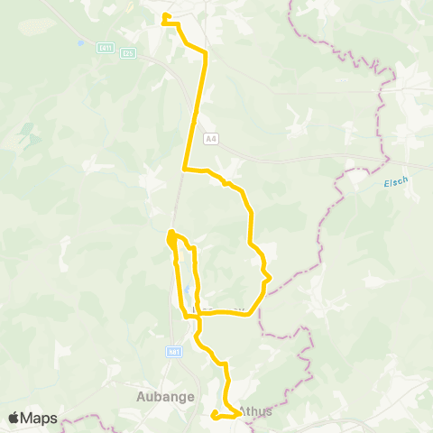 TEC Namur-Luxembourg Arlon - Hondelange - Athus map