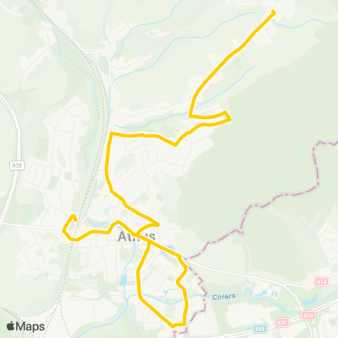 TEC Namur-Luxembourg Guerlange - Athus map