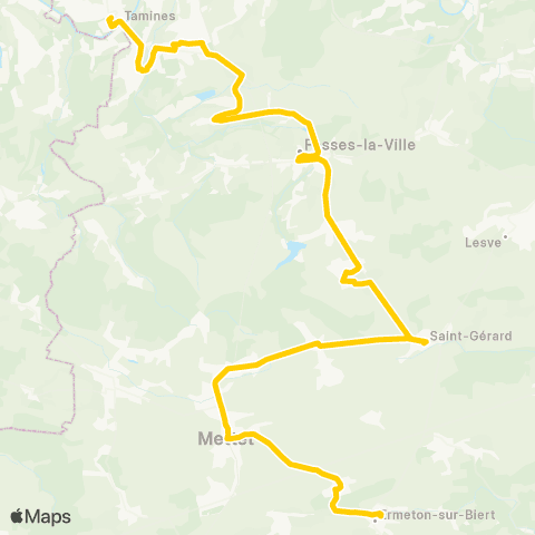 TEC Namur-Luxembourg Tamines - Ermeton-sur-Biert map