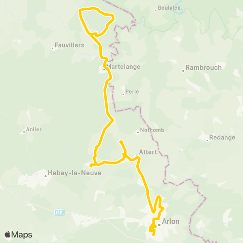 TEC Namur-Luxembourg Martelange - Arlon map