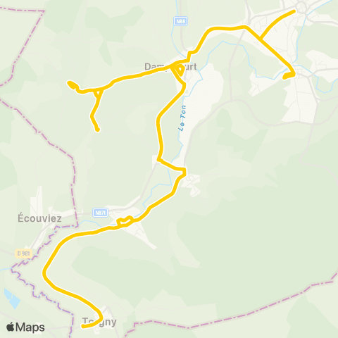 TEC Namur-Luxembourg Torgny - Virton map