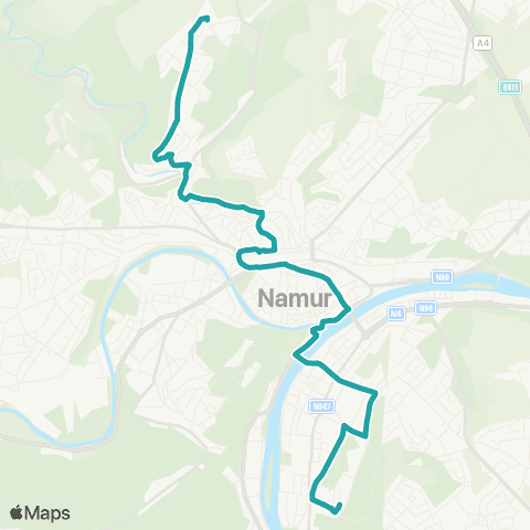 TEC Namur-Luxembourg Jambes (Petit-Ry) - St-Marc (Pl. Communale) map