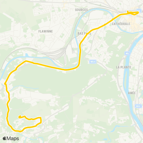 TEC Namur-Luxembourg Namur - Bauce - Malonne (Malpas) map