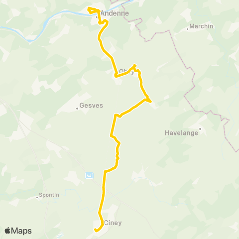 TEC Namur-Luxembourg Andenne (Seilles) - Ciney map