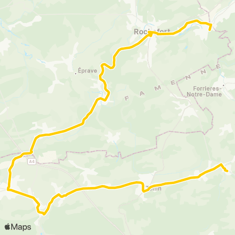 TEC Namur-Luxembourg Jemelle - Wellin - Grupont map