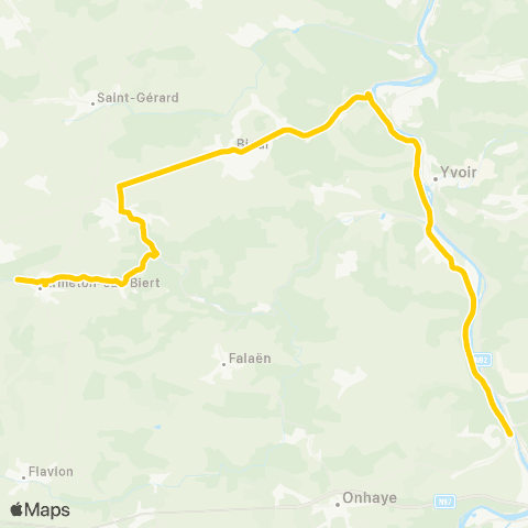 TEC Namur-Luxembourg Dinant - Ermeton-sur-Biert map