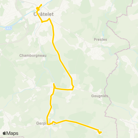 TEC Namur-Luxembourg Chatelineau - Acoz - Fromiée map