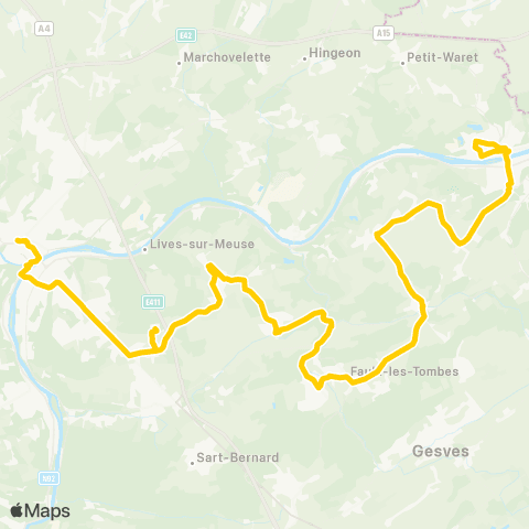 TEC Namur-Luxembourg Namur - Faulx - Andenne (Seilles) map
