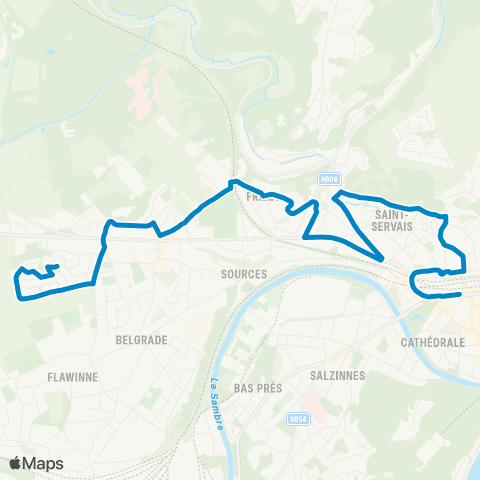 TEC Namur-Luxembourg Namur (Gare) - Saint-Servais - Belgrade map