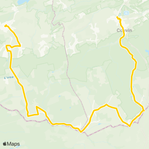 TEC Namur-Luxembourg Pesche - Couvin - Cul-des-Sarts - Chimay map