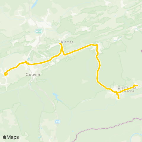 TEC Namur-Luxembourg Pesche - Couvin - le Mesnil map