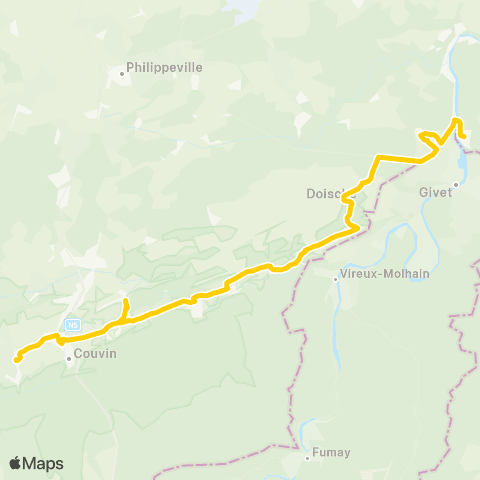 TEC Namur-Luxembourg Pesche - Couvin - Mazée - Heer map