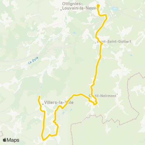 TEC Brabant Wallon Villers-la-Ville - St-Géry - Mont-St-Guibert - Lln map