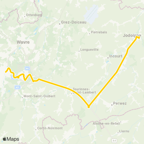 TEC Brabant Wallon Jodoigne - Louvain-la-Neuve - Ottignies (Express) map