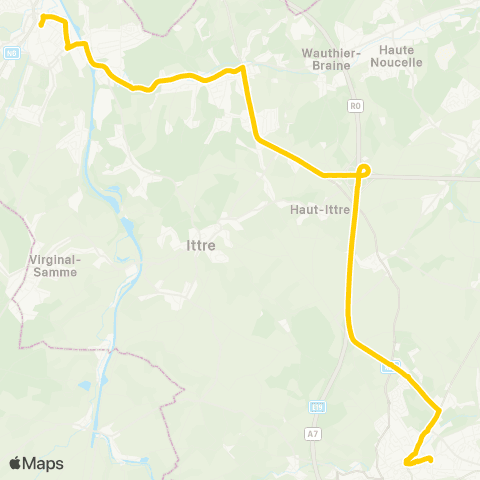 TEC Brabant Wallon Tubize - Nivelles (Express) map