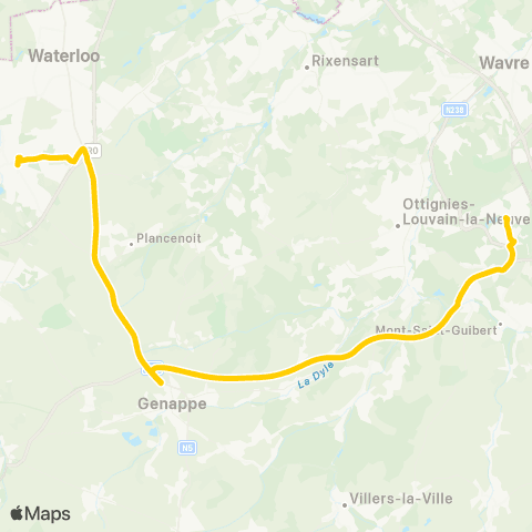 TEC Brabant Wallon Braine-l'Alleud - Genappe - Lln (Express) map