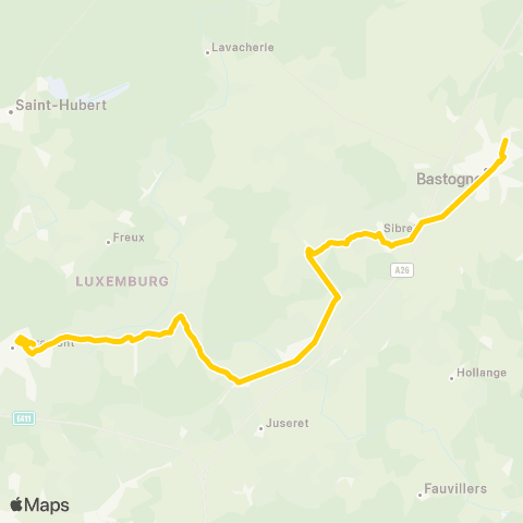 TEC Namur-Luxembourg Libramont - Bastogne map