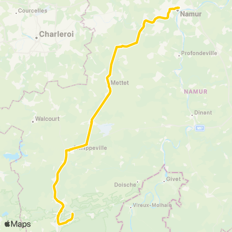 TEC Namur-Luxembourg Namur - Couvin map