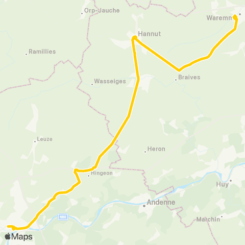 TEC Namur-Luxembourg Namur - Hannut - Waremme map