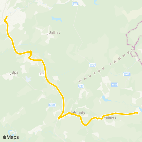 TEC Liège - Verviers Verviers - Malmedy map