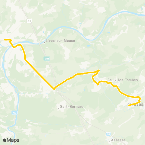 TEC Namur-Luxembourg Namur - Faulx - Gesves map
