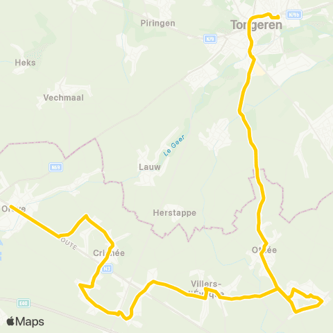 TEC Liège - Verviers Oreye - Crisnée - Kemexhe - Xhendremael - Tongeren map