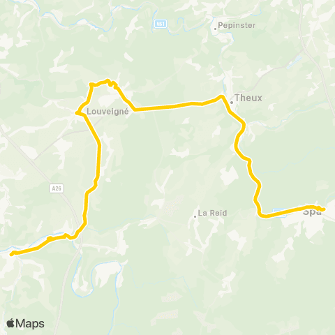 TEC Liège - Verviers Aywaille - Banneux - Theux - Spa map