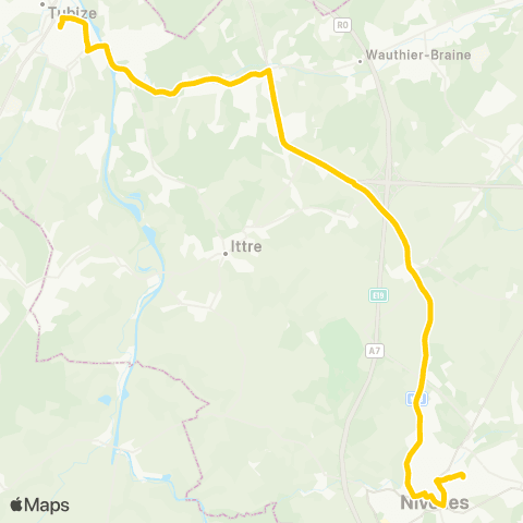 TEC Brabant Wallon Tubize - Braine-le Château - Nivelles map